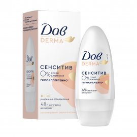Дав Derma Дезодорант-антиперспирант ролик гипоаллергенный Сенситив 50мл