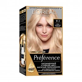 L'Oreal Paris Preference Краска для волос 9.1 Очень светло-русый пепельный