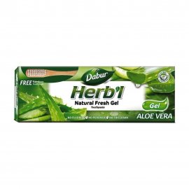 Dabur Herb'l Паста зубная гелевая для свежего дыхания Алоэ вера+Зубная щетка бамбук 150гр