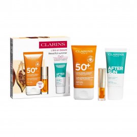 Clarins Solaire Набор Крем для лица против морщин SPF50 50мл+Масло-блеск 01+Бальзам после загара 30м