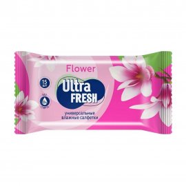 Ultra Fresh Салфетки влажные универсальные Flower&Fruit 15шт