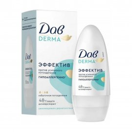 Дав Derma Дезодорант-антиперспирант ролик гипоаллергенный Эффектив 50мл