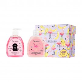 Гурмандиз Набор детский Мыло жидкое Ласковый котик 330мл+Гель для душа Кокетливый фламинго 330мл