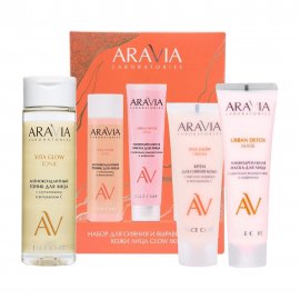 Aravia Laboratories Набор Glow Skin Тоник 200мл+Крем для сияния кожи 75мл+Маска лимфодренажная 100мл