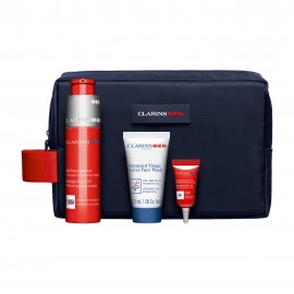 Clarins Men Набор Гель для умывания 125мл+Бальзам для лица 50мл+Шампунь-гель 30мл+Масло для бритья 3