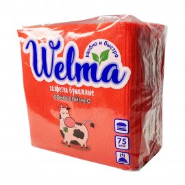 Welma Салфетки бумажные однослойные ассорти 75шт