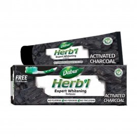 Dabur Herb'l Паста зубная с отбеливающим эффектом с с углём+Зубная щетка пластик