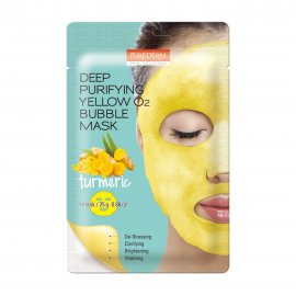 Purederm Deep Purifying Yellow O2 Bubble Mask Маска кислородная очищающая с куркумой 25гр