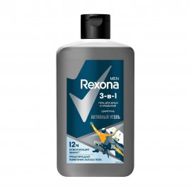 Rexona Men Гель для душа, умывания и шампунь 3в1 Активный уголь