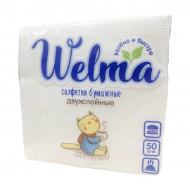 Welma Салфетки бумажные двухслойные белые 50шт