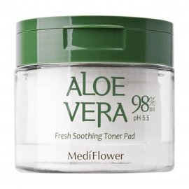 Medi Flower Aloe Vera Тонер пэды успокаивающие для лица с экстрактом алоэ вера 60шт