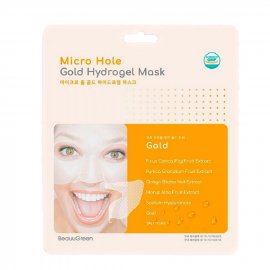 BeauuGreenMask Hydrogel Micro Hole Gold Маска гидрогелевая для лица с золотом