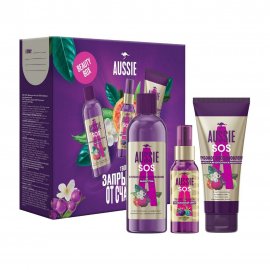 Aussie Набор SOS Глубокое восстановление Шампунь 290мл+Бальзам 200мл++Спрей-термозащита 100мл